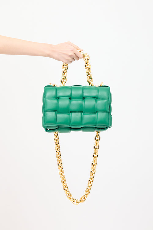 Bottega Veneta Green Padded Leather Chain Cassette Bag