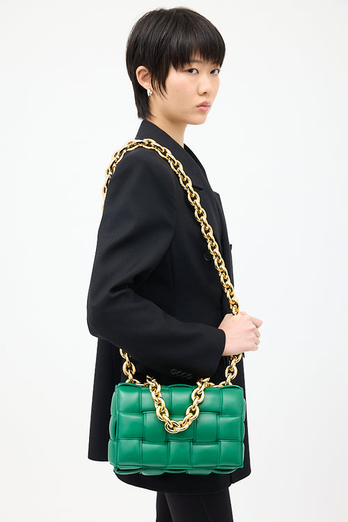 Bottega Veneta Green Padded Leather Chain Cassette Bag