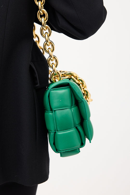 Bottega Veneta Green Padded Leather Chain Cassette Bag