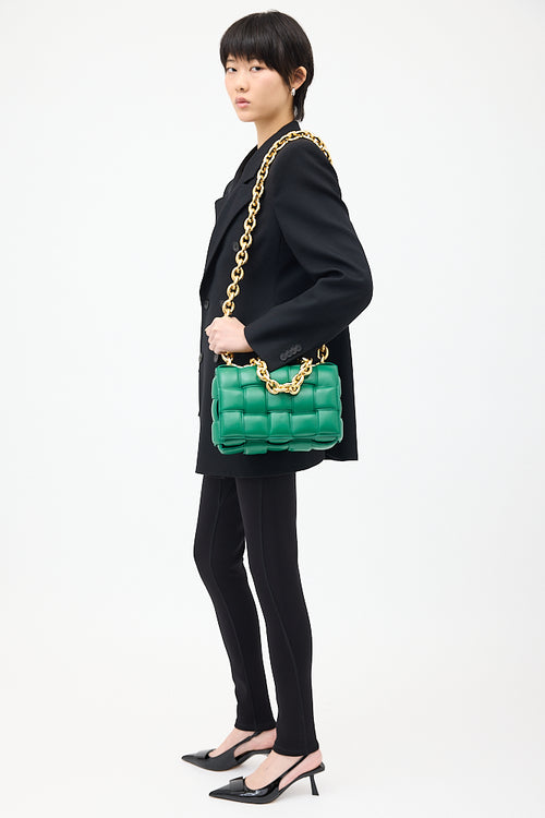 Bottega Veneta Green Padded Leather Chain Cassette Bag