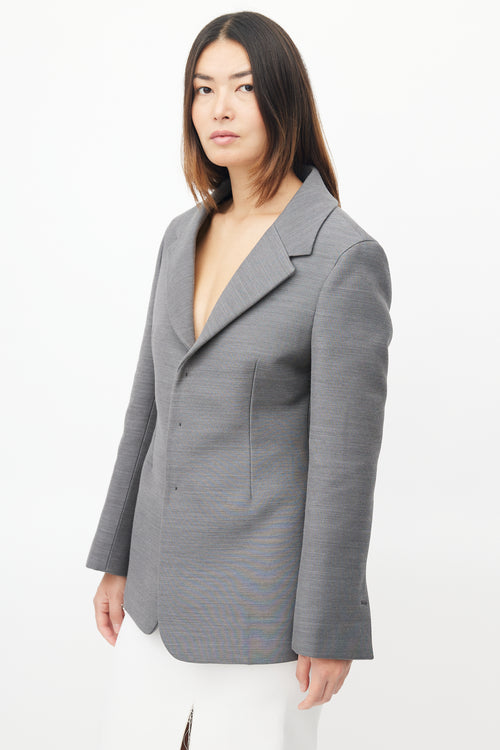 Bottega Veneta Fall 2019 Grey Wool Structured Blazer