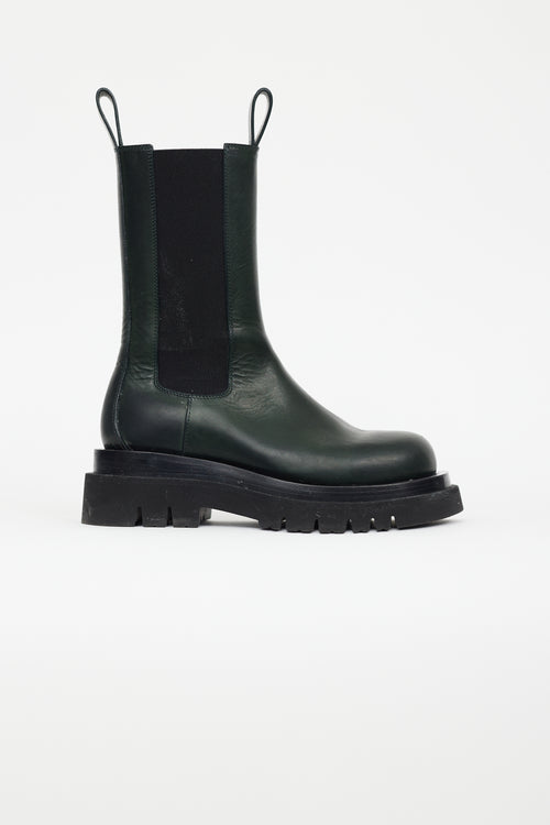 Bottega Veneta Green Leather Lug Sole Tire Boot