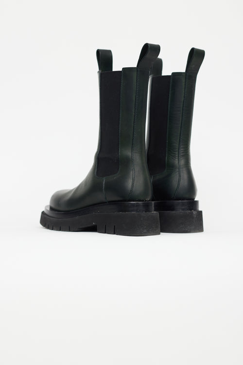 Bottega Veneta Green Leather Lug Sole Tire Boot