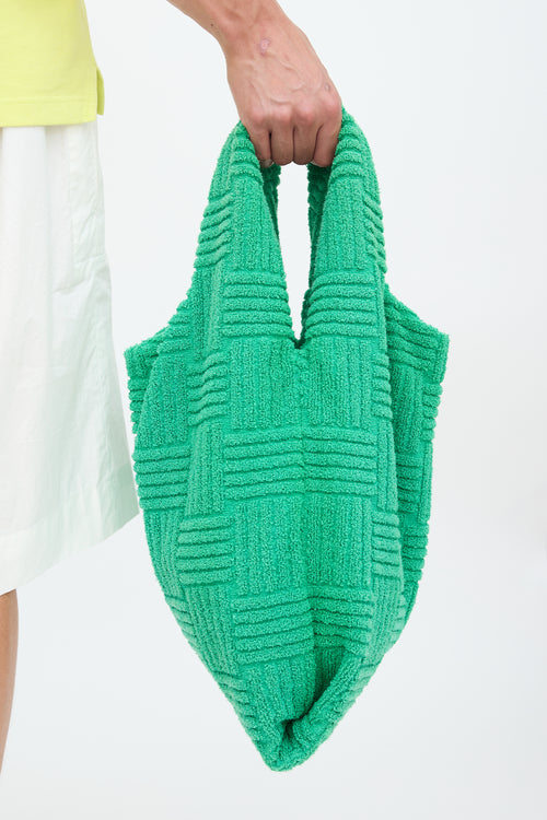 Bottega Veneta Green Terry Woven Tote Bag