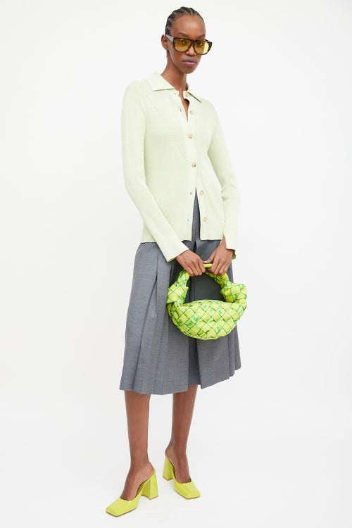 Bottega Veneta Green Woven Embroidered Jodie Bag