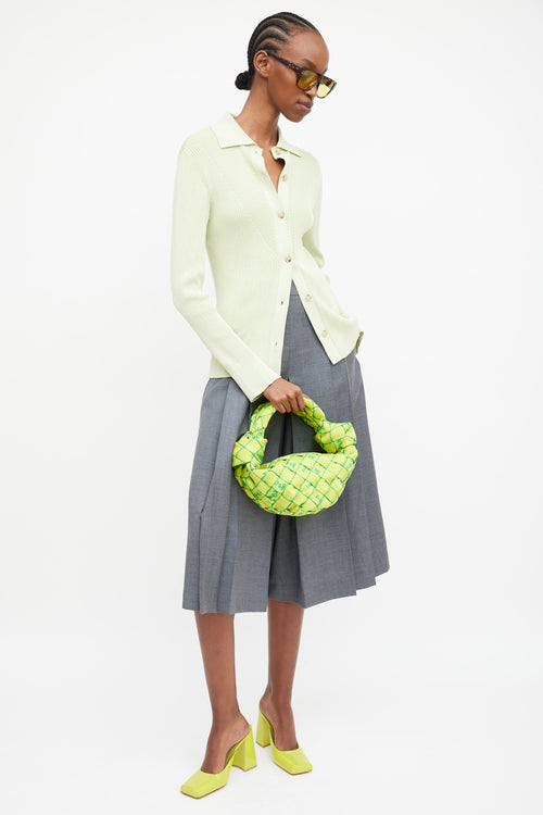 Bottega Veneta Green Woven Embroidered Jodie Bag