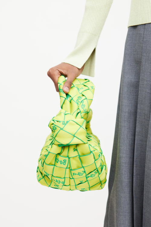 Bottega Veneta Green Woven Embroidered Jodie Bag