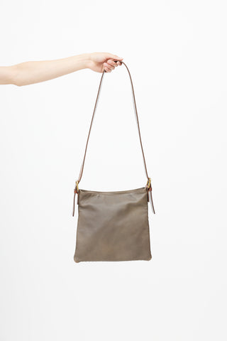 Bottega Veneta Grey 
Brown Intrecciato Leather Crossbody Bag