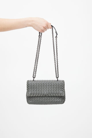 Bottega Veneta Grey Intrecciato Leather Olimpia Crossbody Bag