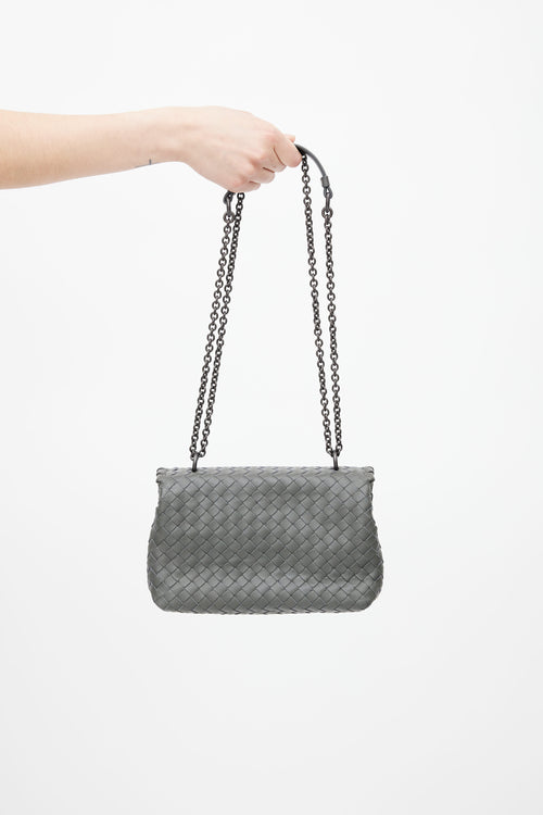 Bottega Veneta Grey Intrecciato Leather Olimpia Crossbody Bag