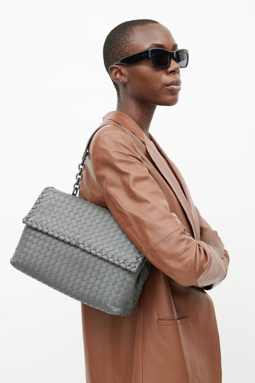 Bottega Veneta Grey Intrecciato Leather Olimpia Shoulder Bag