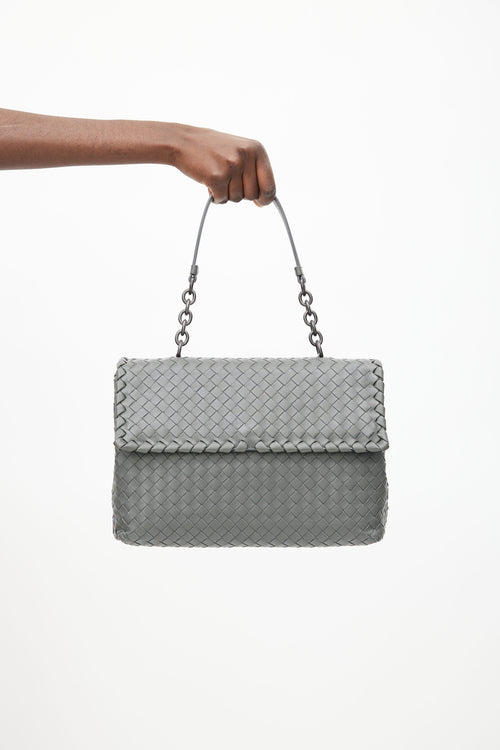 Bottega Veneta Grey Intrecciato Leather Olimpia Shoulder Bag