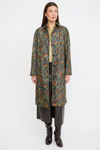 Bottega Veneta Grey 
Multicolour Nylon Floral Coat