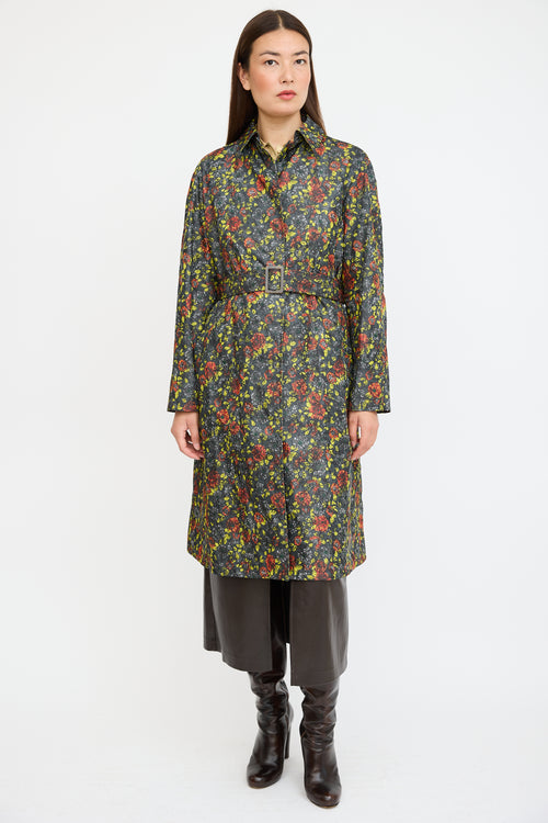 Bottega Veneta Grey 
Multicolour Nylon Floral Coat