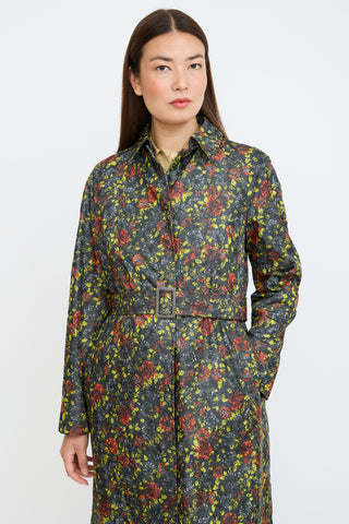 Bottega Veneta Grey 
Multicolour Nylon Floral Coat