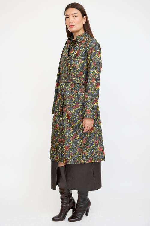 Bottega Veneta Grey 
Multicolour Nylon Floral Coat