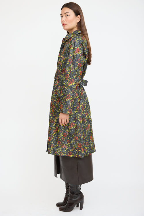 Bottega Veneta Grey 
Multicolour Nylon Floral Coat