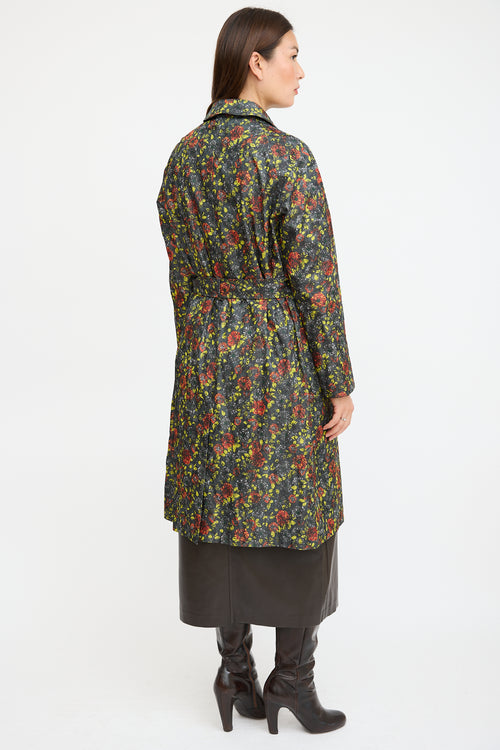 Bottega Veneta Grey 
Multicolour Nylon Floral Coat