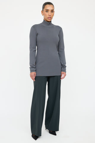 Bottega Veneta Grey Ribbed Mockneck Sweater