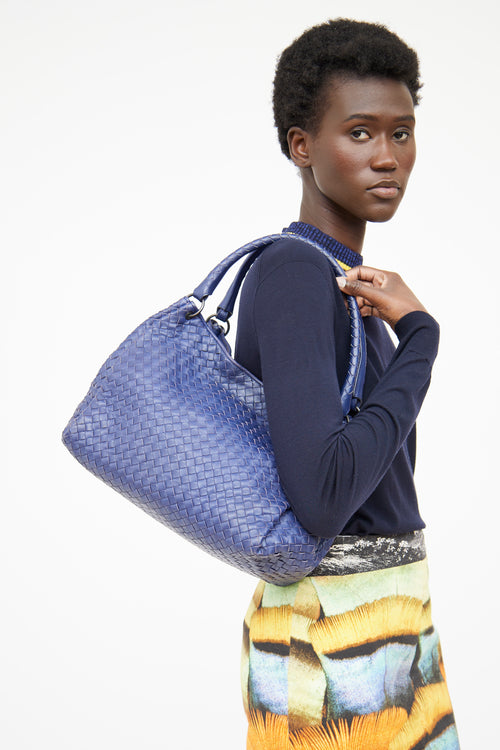 Bottega Veneta Navy Nappa Parachute Bag