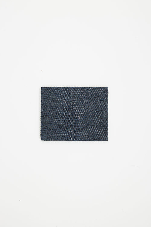 Bottega Veneta Navy Leather Woven Trim Clutch