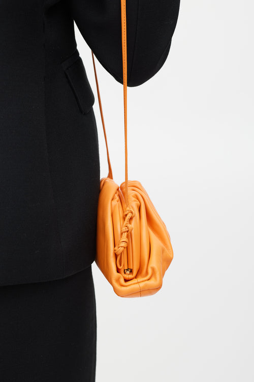 Bottega Veneta Orange Leather Gathered Pouch Bag