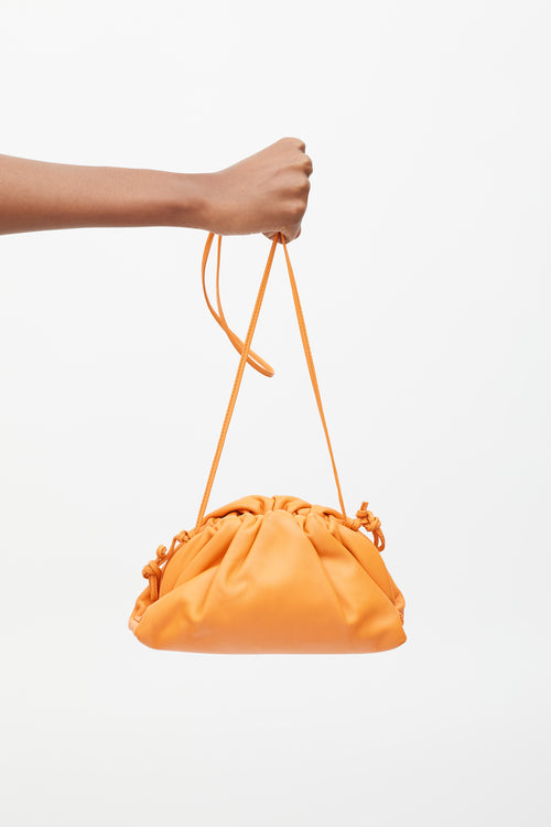 Bottega Veneta Orange Leather Gathered Pouch Bag