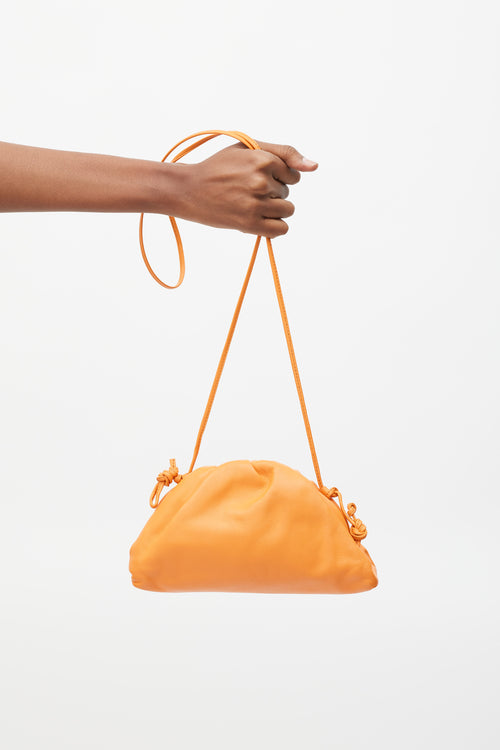 Bottega Veneta Orange Leather Gathered Pouch Bag