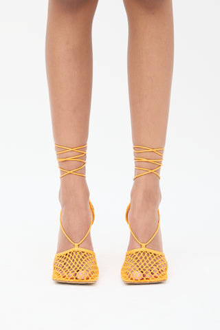 Bottega Veneta Orange Mesh Stretch Heel