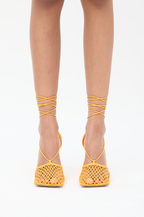 Bottega Veneta Orange Mesh Stretch Heel