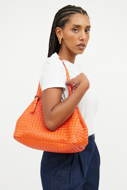 Bottega Veneta Orange Intrecciato Cesta Tote