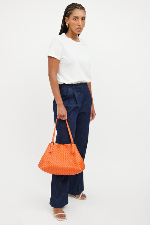 Bottega Veneta Orange Intrecciato Cesta Tote