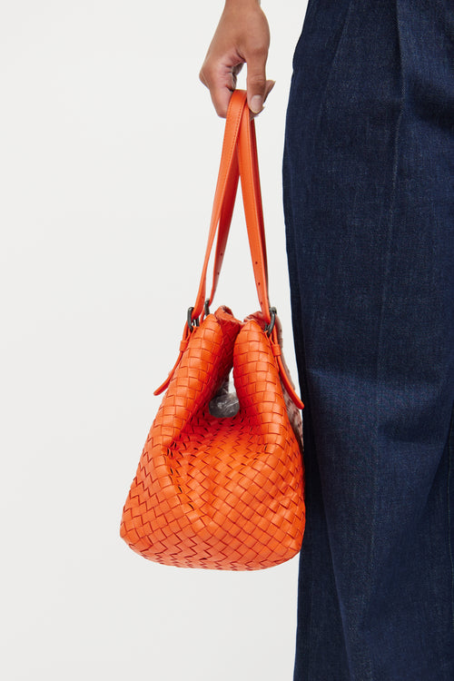 Bottega Veneta Orange Intrecciato Cesta Tote