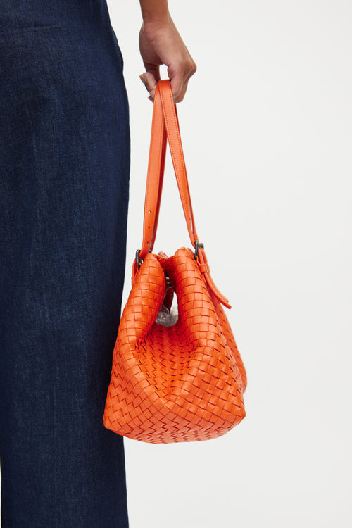 Bottega Veneta Orange Intrecciato Cesta Tote