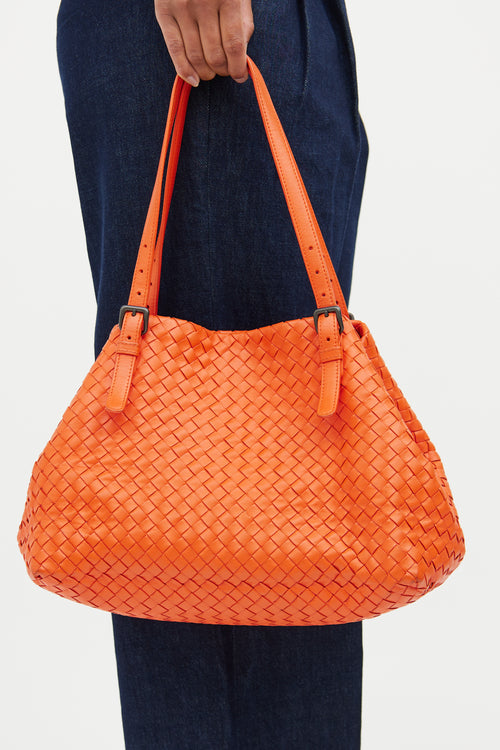 Bottega Veneta Orange Intrecciato Cesta Tote