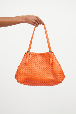 Bottega Veneta Orange Intrecciato Cesta Tote