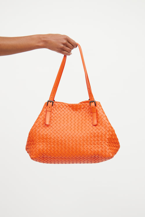 Bottega Veneta Orange Intrecciato Cesta Tote