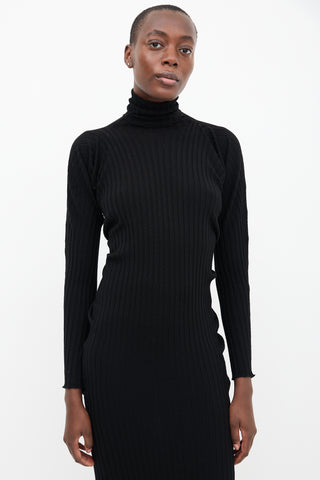 Bottega Veneta PF 2020 Black Ribbed Knit Midi Dress