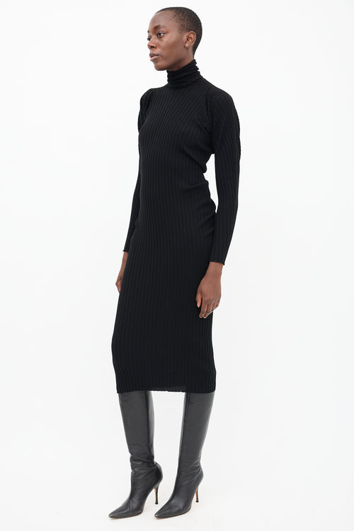 Bottega Veneta PF 2020 Black Ribbed Knit Midi Dress