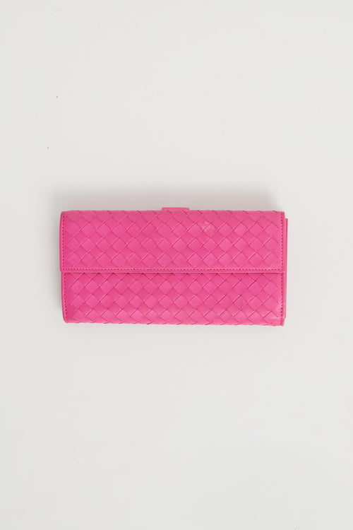 Bottega Veneta Pink Intrecciato Wallet