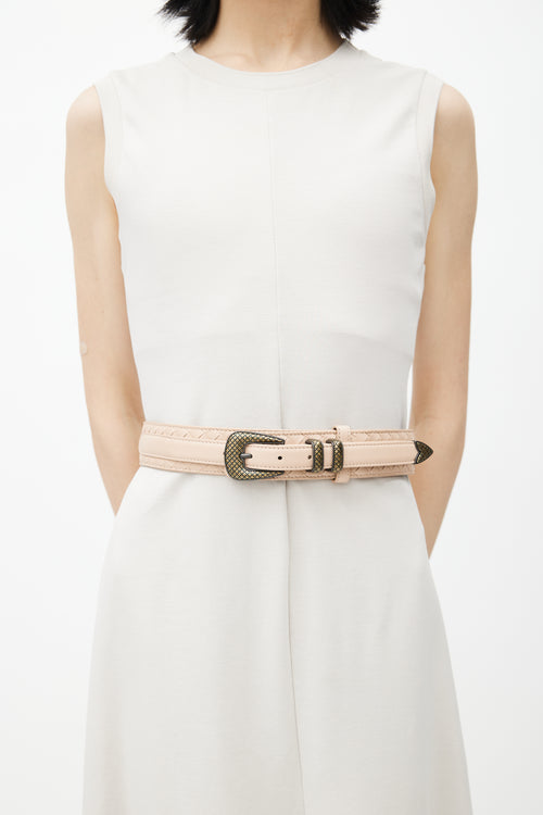 Bottega Veneta Pink Intrecciato Weave Belt