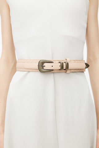 Bottega Veneta Pink Intrecciato Weave Belt