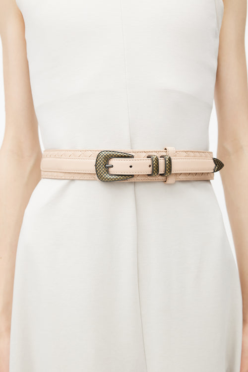 Bottega Veneta Pink Intrecciato Weave Belt