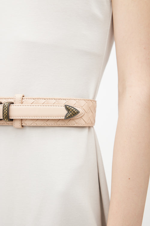 Bottega Veneta Pink Intrecciato Weave Belt