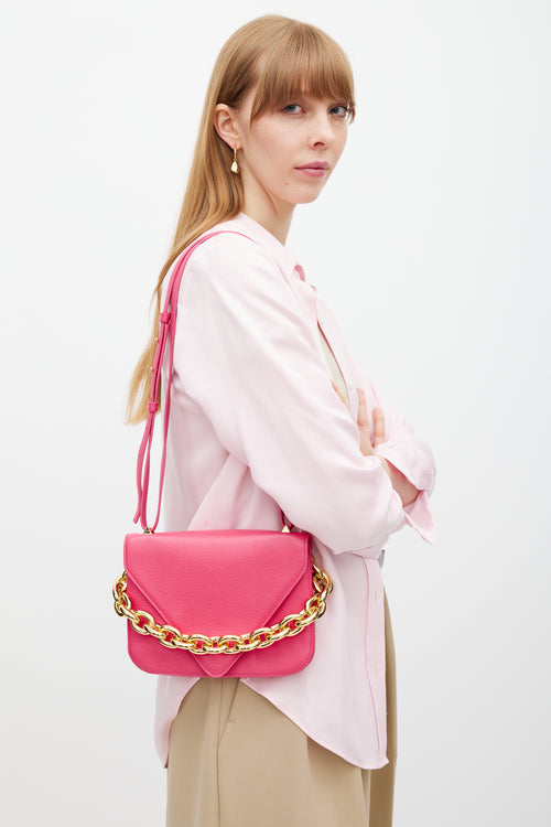 Bottega Veneta Pink Leather Mount Envelope Bag