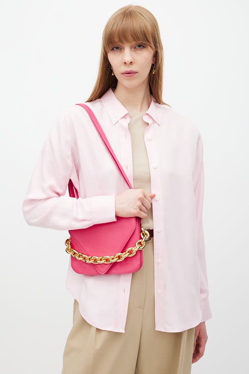 Bottega Veneta Pink Leather Mount Envelope Bag