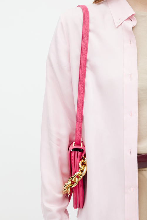 Bottega Veneta Pink Leather Mount Envelope Bag