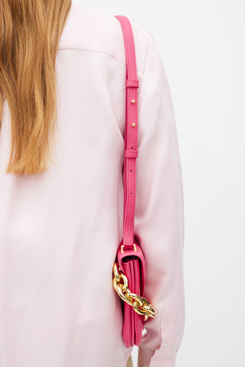 Bottega Veneta Pink Leather Mount Envelope Bag