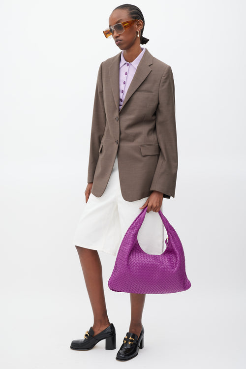 Bottega Veneta Purple Leather Intrecciato Woven Bag