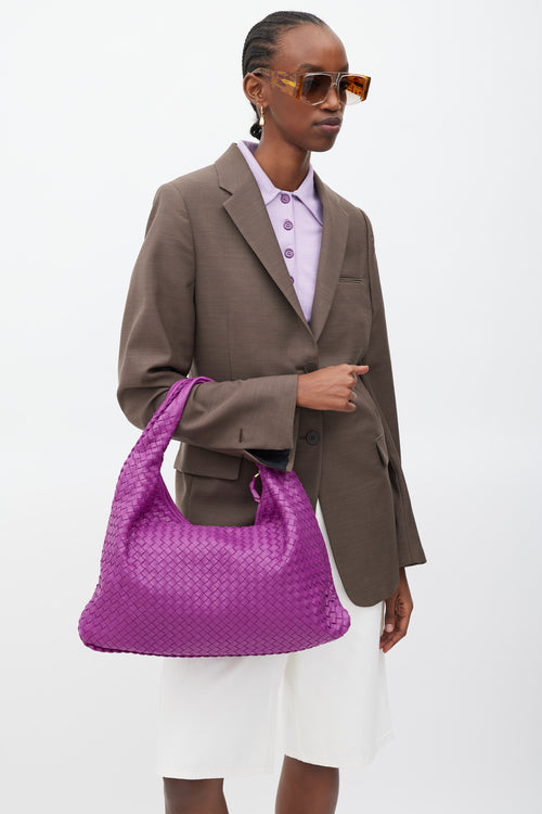 Bottega Veneta Purple Leather Intrecciato Woven Bag